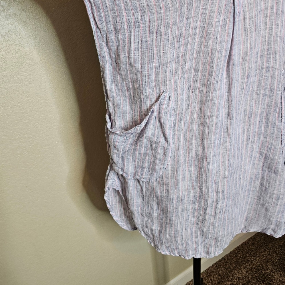 CP Shades Linen Striped Teton Tunic Shirt Blue Pink White Size‎ XS - Picture 3 of 10